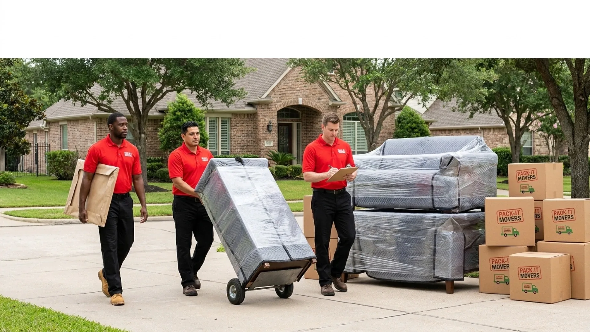 Pack-It Movers truck staged for a long distance relocation out of Houston